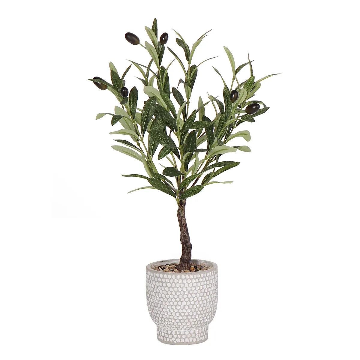 Green 53cm Olive Artificial plant in Grey Ceramic Pot