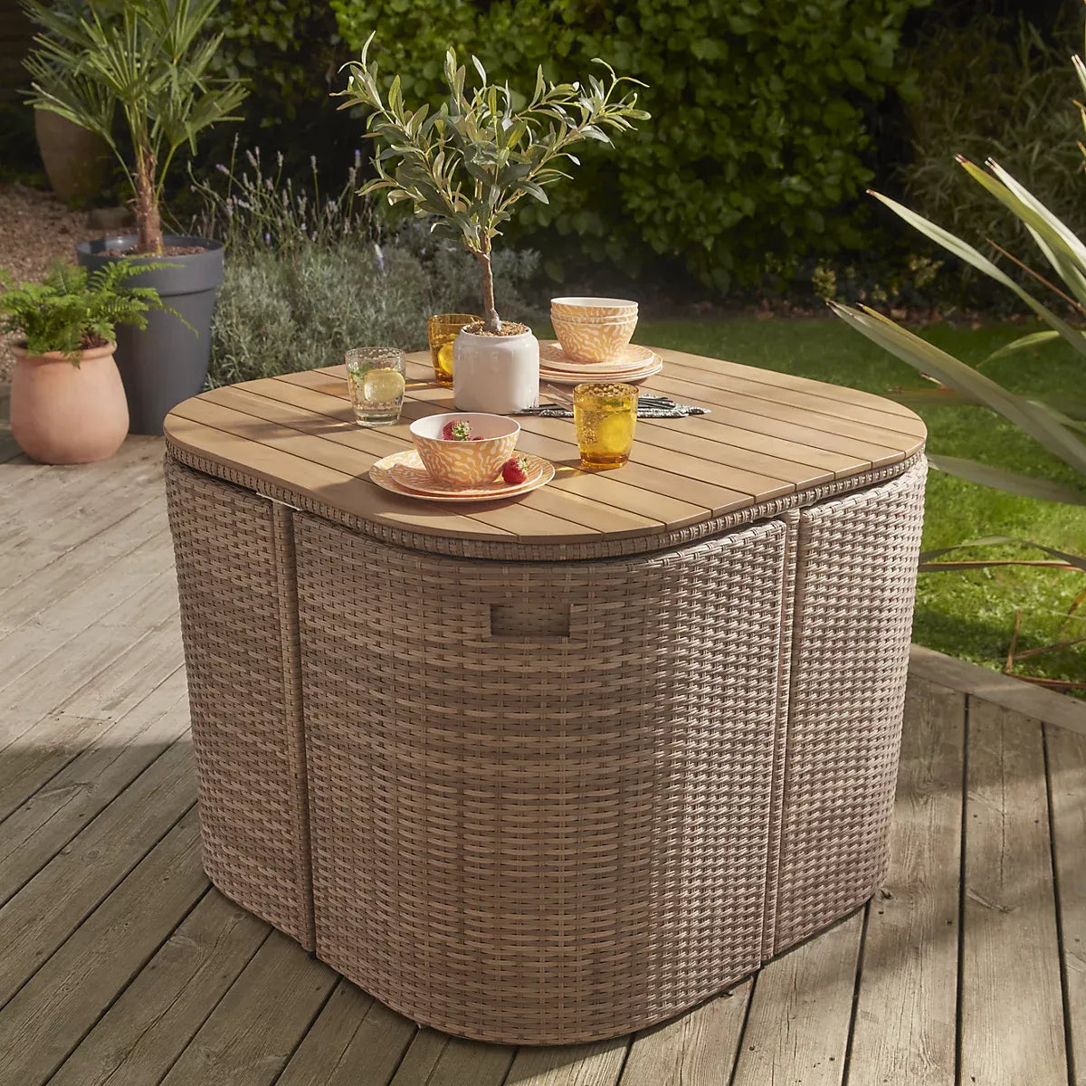 Green 58cm Olive Artificial plant in Cream Speckled Ceramic Pot