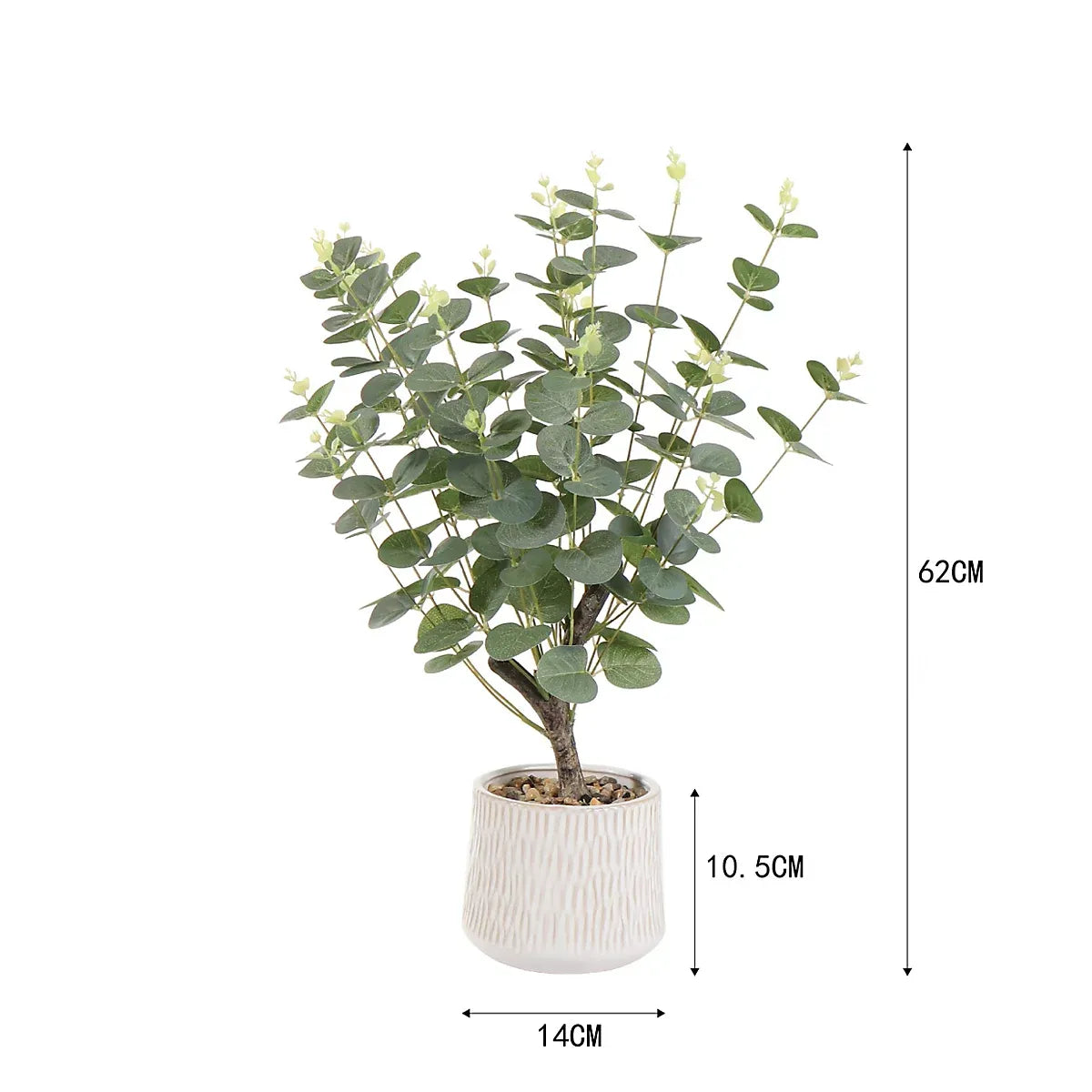 Green 62cm Eucalyptus Artificial plant in Natural Ceramic Pot