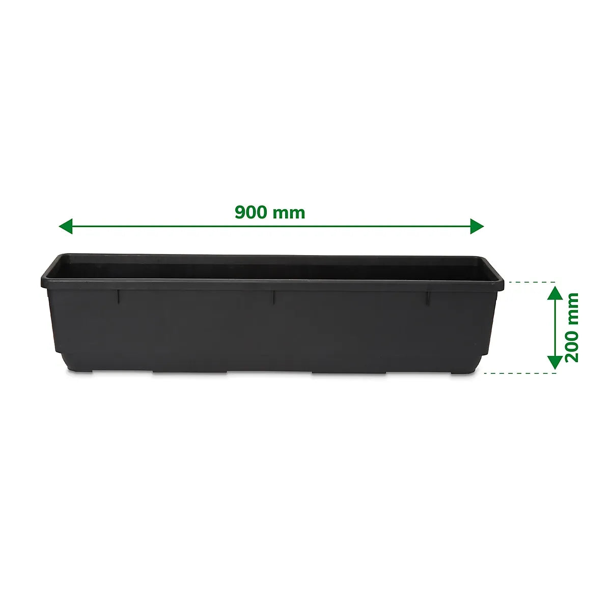 Verve Florus 17.8L Black Plastic Bell Rectangular Trough (H)20cm (W)20cm (D)90cm
