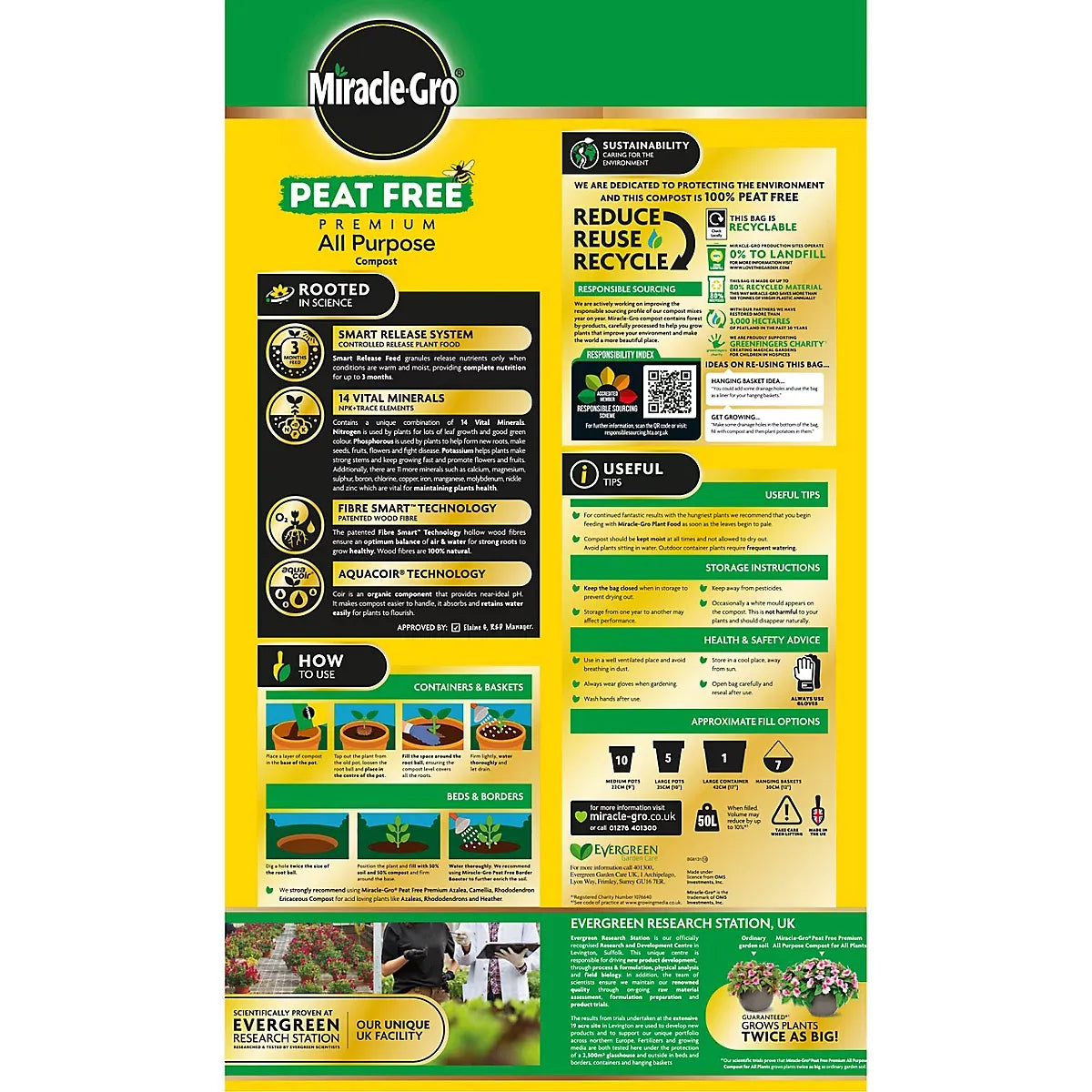 Miracle-Gro Peat-free Multi-purpose Compost 50L