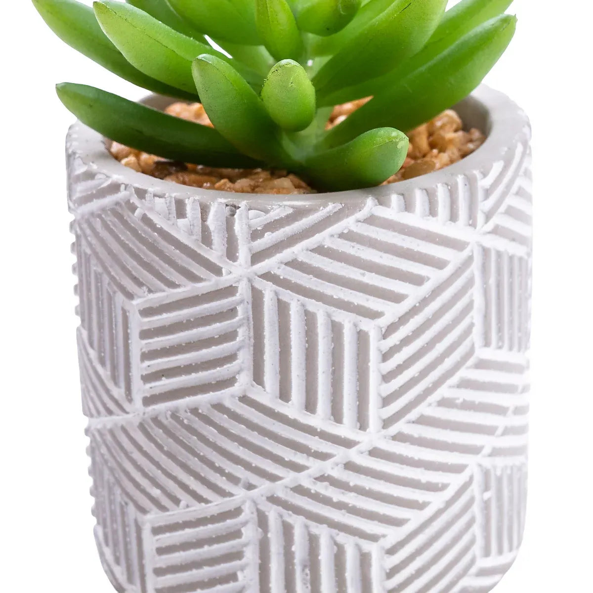 Candlelight Green 12cm Succulent Artificial plant in Grey Ceramic Pot