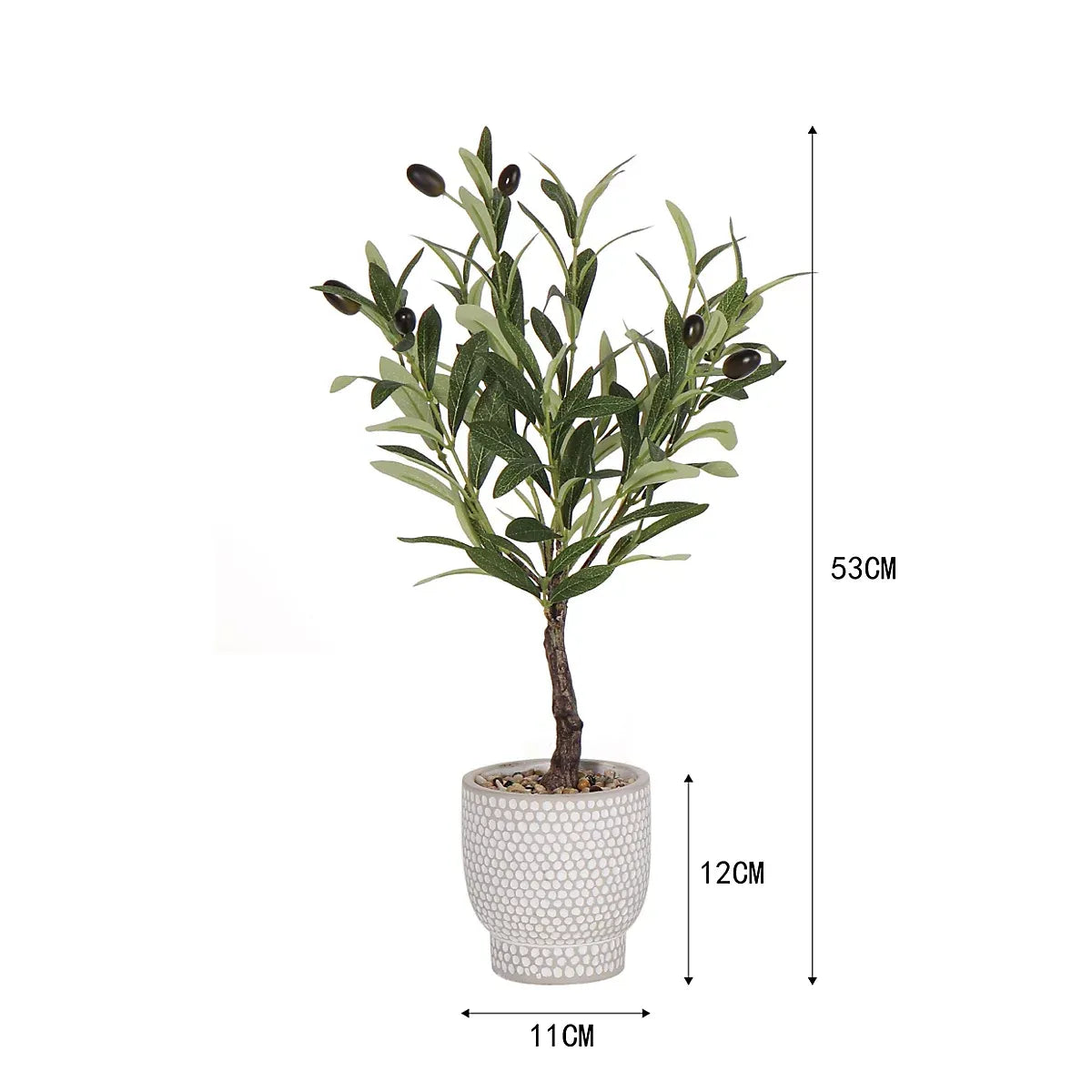 Green 53cm Olive Artificial plant in Grey Ceramic Pot