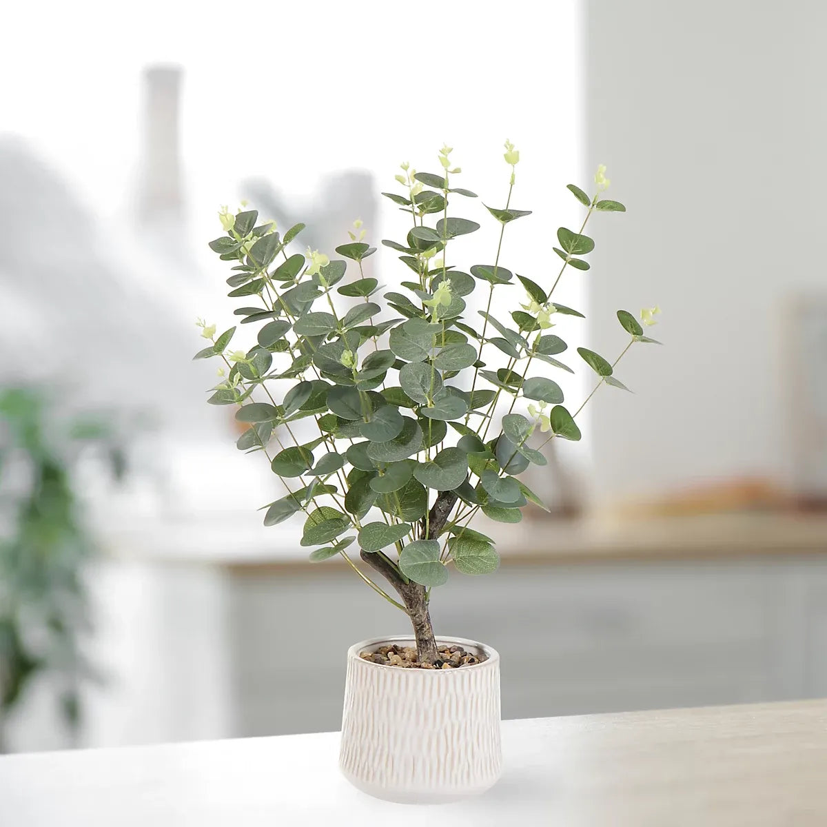 Green 62cm Eucalyptus Artificial plant in Natural Ceramic Pot