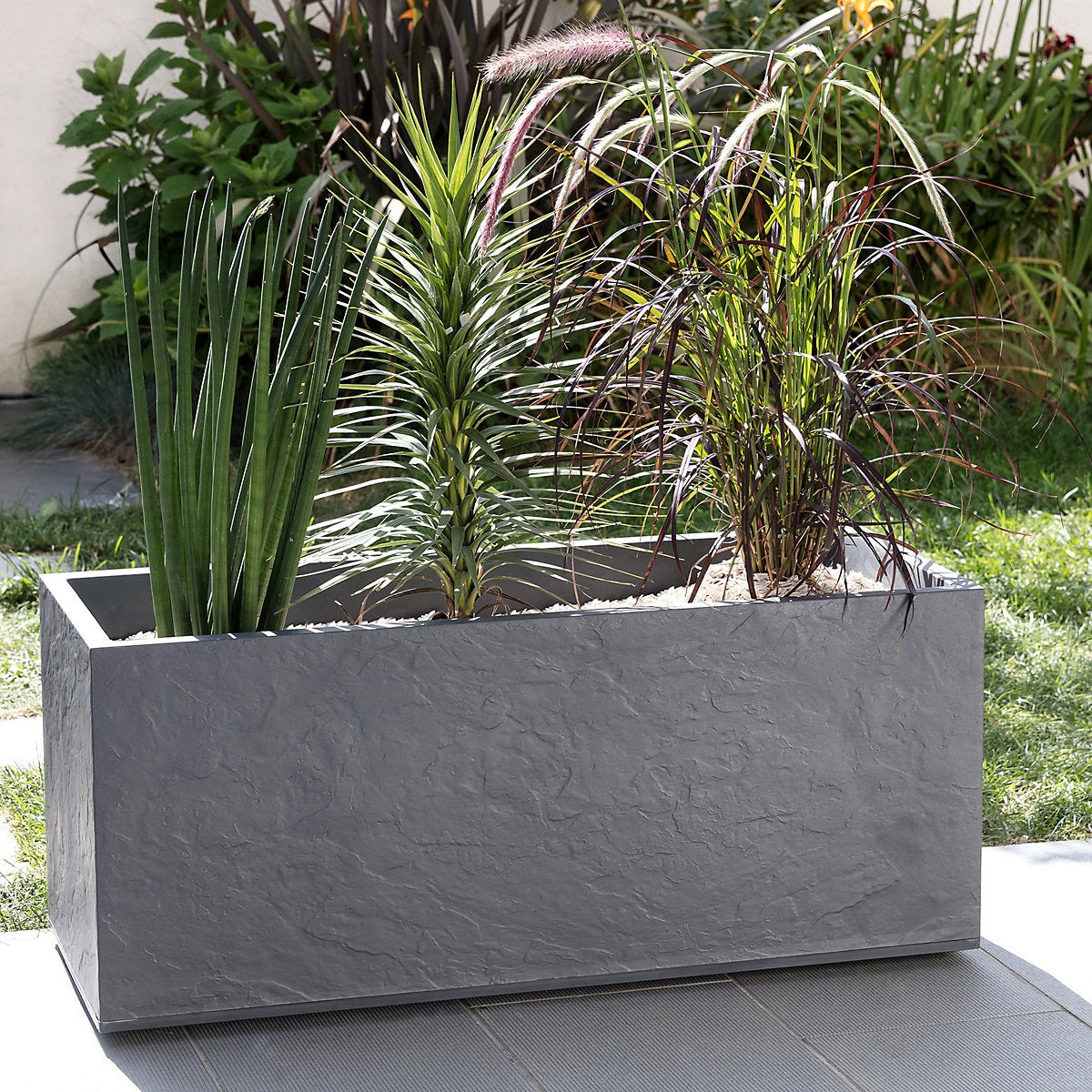 Verve Durdica 98L Light grey Plastic Rectangular Planter (H)43.5cm (D)39.5cm